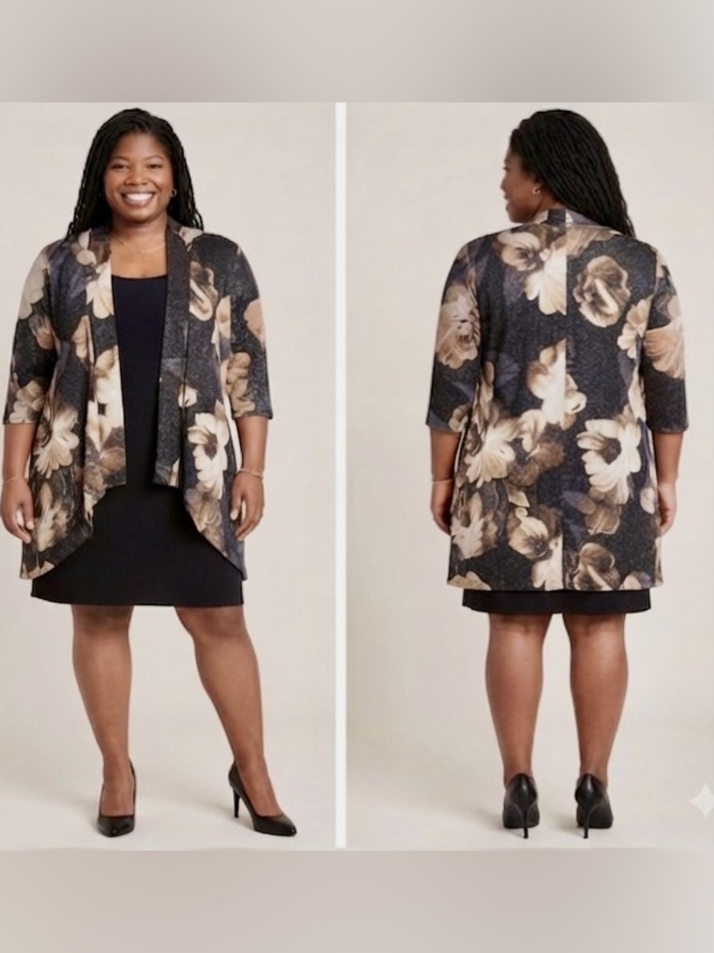Enfocus Studio Metallic Floral Jacket Dress - Size 10 - Mock 2-Piece